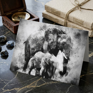 Majestueuze vrouwelijke Afrikaanse olifant met kal Bedankkaart