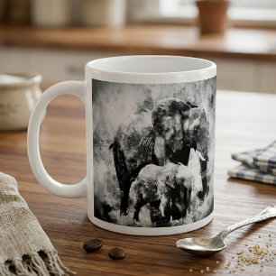 Majestueuze vrouwelijke Afrikaanse olifant met kal Koffiemok