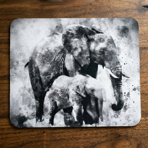 Majestueuze vrouwelijke Afrikaanse olifant met kal Muismat