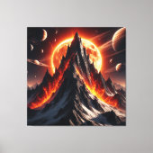 Majestueuze Vuurberg in een Hemelse Ruimte Canvas Afdruk (Voorkant)