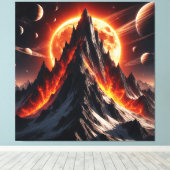Majestueuze Vuurberg in een Hemelse Ruimte Canvas Afdruk (Insitu (Houten vloer))