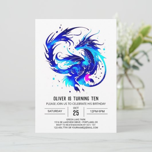 Majestueuze vuurspuwende draak Verjaardag Kaart (Staand voorkant)