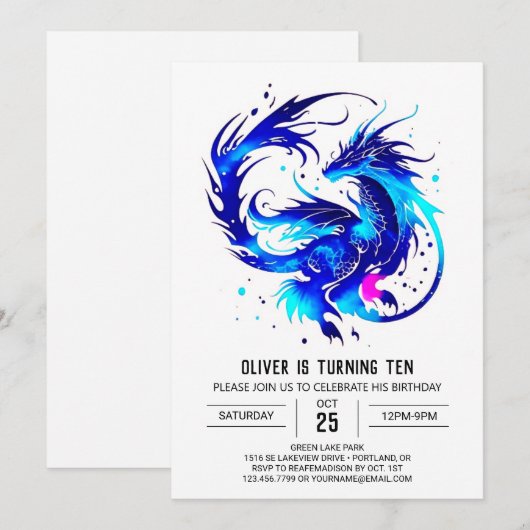 Majestueuze vuurspuwende draak Verjaardag Kaart (Voorkant / Achterkant)