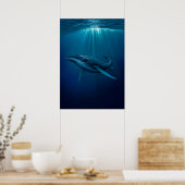 Majestueuze walvis in het Deep Blue Zee Poster (Keuken)
