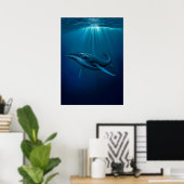 Majestueuze walvis in het Deep Blue Zee Poster (Thuiskantoor)