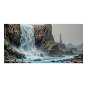 Majestueuze waterval Diorama Perfect Poster