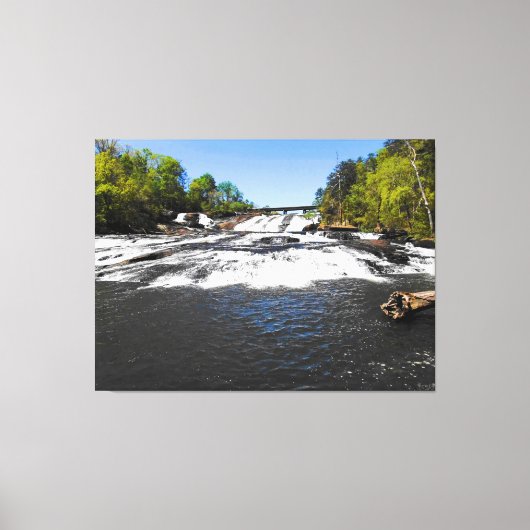 Majestueuze Waterval Onder Brug Canvas Afdruk (Voorkant)