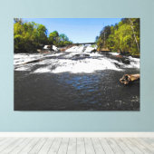 Majestueuze Waterval Onder Brug Canvas Afdruk (Insitu (Houten vloer))