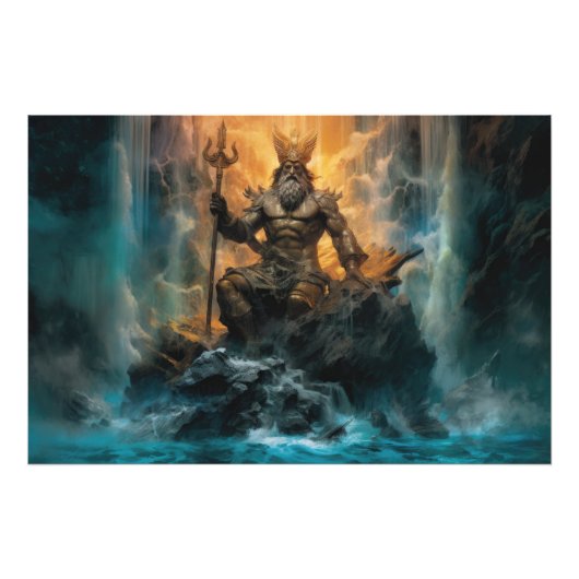 Majestueuze Waterval: Poseidon Poster (Voorkant)