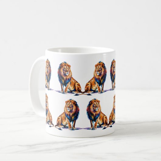Majestueuze Waterverf Lion Art Koffiemok (Voorkant links)