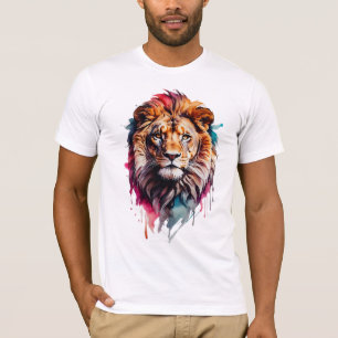 Majestueuze Waterverf Splash Art Lion Bold T-shirt