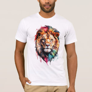 Majestueuze Waterverf Splash Artistic Lion Bold T-shirt