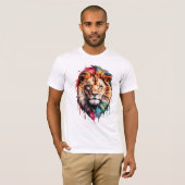 Majestueuze Waterverf Splash Artistic Lion Bold T-shirt (Voorkant volledig)