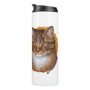 Majestueuze Whiskers - Golden Gaze Cat Portret Thermosbeker