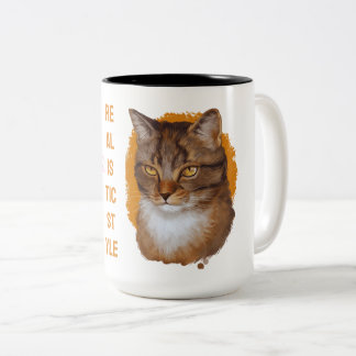 Majestueuze Whiskers - Golden Gaze Cat Portret Tweekleurige Koffiemok