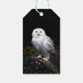 Majestueuze winter sneeuwuil cadeaulabel (Achterkant)