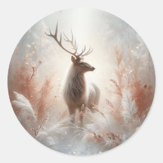 Majestueuze Winterhertensticker Ronde Sticker