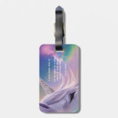 Majestueuze witte eenhoorn regenboog glitter spran bagagelabel (Achterkant verticaal)