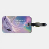 Majestueuze witte eenhoorn regenboog glitter spran bagagelabel (Achterkant horizontaal)