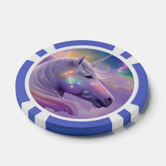 Majestueuze witte eenhoorn regenboog glitter spran poker chips (Enkel)