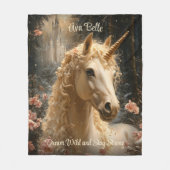 Majestueuze Witte Eenhoorn Winter Fantasy Snowy Fo Fleece Deken (Voorkant)