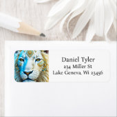 Majestueuze witte en gouden leeuw etiket (Insitu)