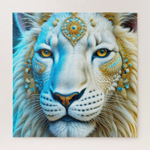 Majestueuze witte en gouden leeuw   legpuzzel