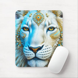 Majestueuze witte en gouden leeuw muismat