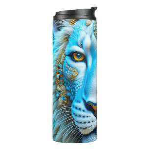 Majestueuze witte en gouden leeuw   thermosbeker