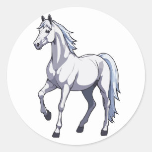 Majestueuze witte hengst - sierlijk paard ronde sticker