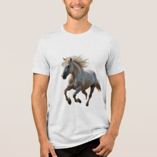 majestueuze witte hengst Tri-Blend shirt