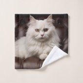 Majestueuze witte kat bad handdoek (Wasdoekje)
