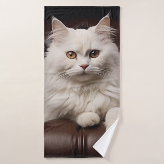 Majestueuze witte kat badhanddoek (Badhanddoek)