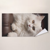 Majestueuze witte kat badhanddoek (Badhanddoek)