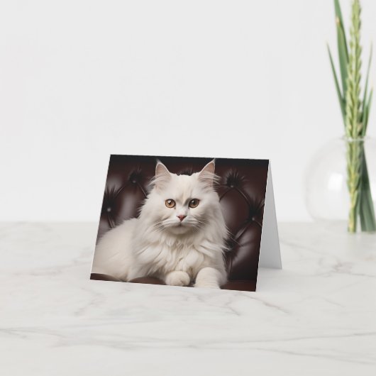 Majestueuze witte kat bedankkaart (Voorkant)