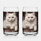 Majestueuze witte kat blikvorm glas (Achterkant)