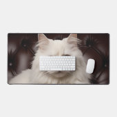 Majestueuze witte kat bureaumat (Keyboard & Muis)