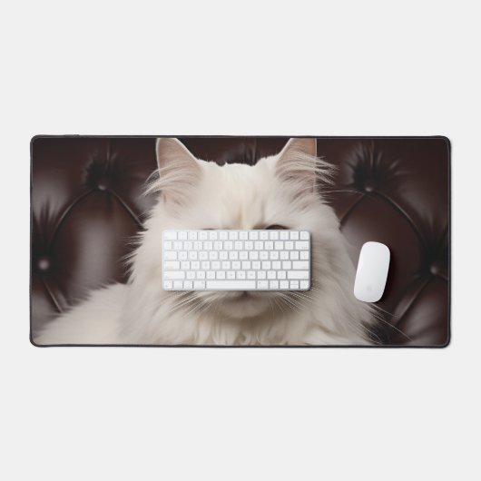 Majestueuze witte kat bureaumat (Keyboard & Muis)