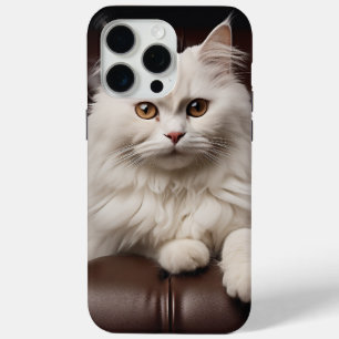 Majestueuze witte kat iPhone 15 pro max hoesje