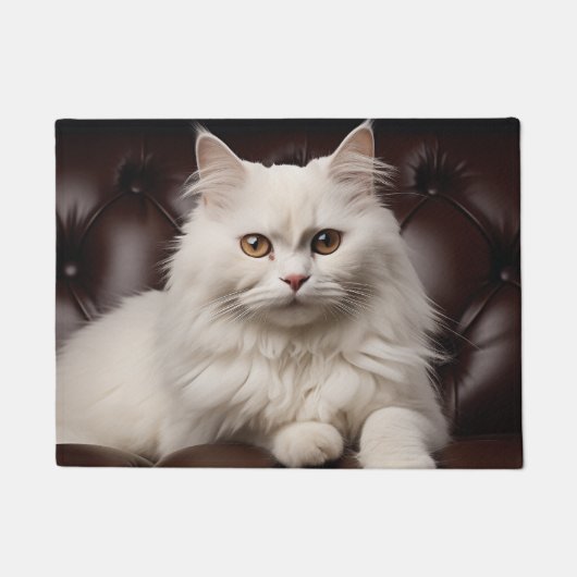 Majestueuze witte kat deurmat (Voorkant)
