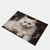 Majestueuze witte kat deurmat (Schuin)
