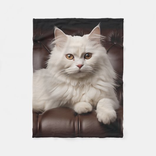 Majestueuze witte kat fleece deken (Voorkant)