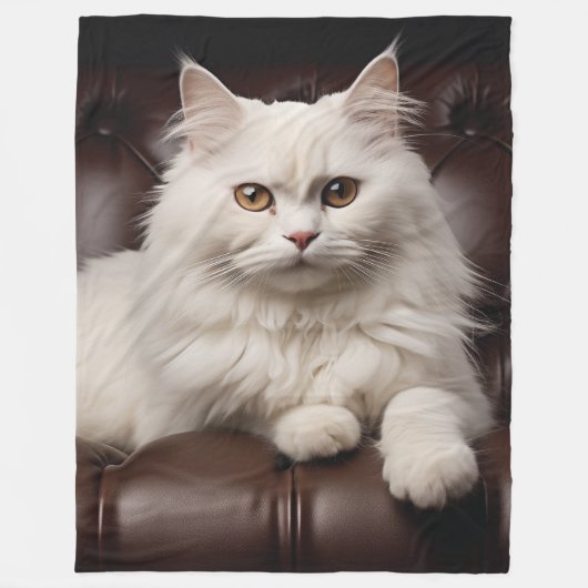 Majestueuze witte kat fleece deken (Voorkant)