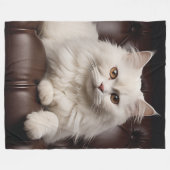 Majestueuze witte kat fleece deken (Voorkant (Horizontaal))