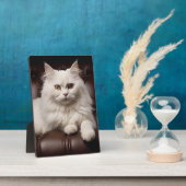 Majestueuze witte kat fotoplaat (Zijkant)