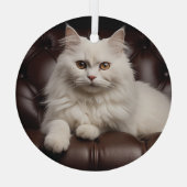 Majestueuze witte kat glas ornament (Achterkant)