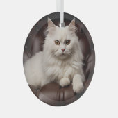 Majestueuze witte kat glas ornament (Voorkant Rechts)