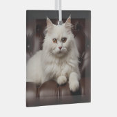 Majestueuze witte kat glas ornament (Voorkant Rechts)