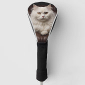 Majestueuze witte kat golfheadcover (Voorkant)