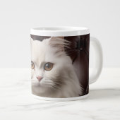 Majestueuze witte kat grote koffiekop (Voorkant rechts)